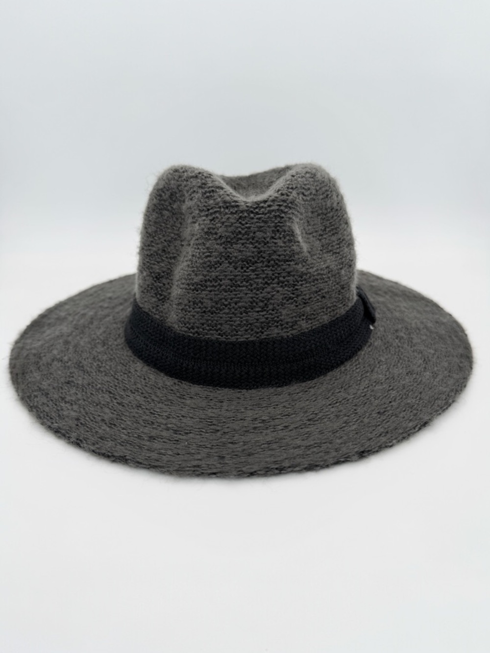 JUNE 21 Fedora Hat OS Charcoal‎ Sweater Knit Pinched Crown Packable Casual